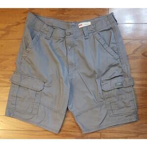Wrangler Mens Relaxed Fit Shorts Gray Size 36 Cargo Pockets Cotton